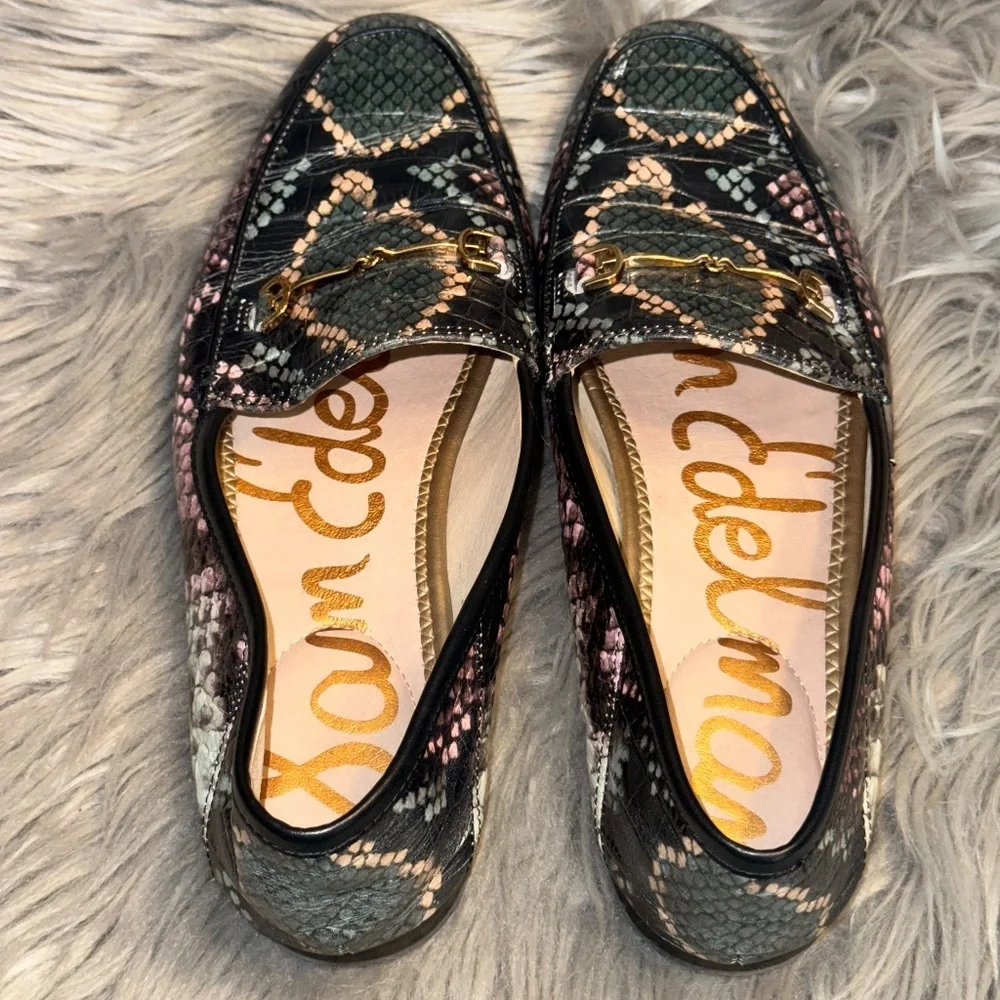 EUC Sam Edelman Loraine Tailored Loafers Snakeskin Print Size 8.5 - Picture 7 of 9